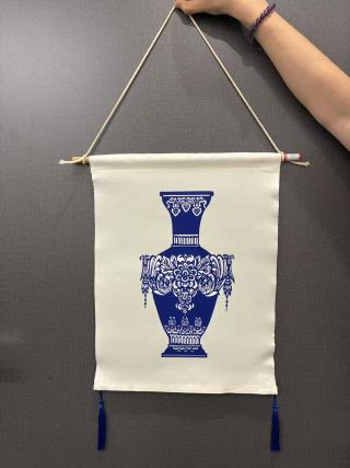 Blue and white porcelain canvas hanging painting